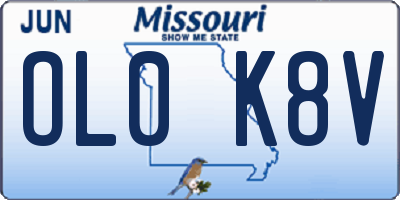MO license plate OL0K8V