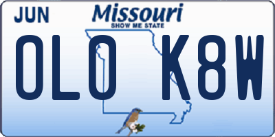 MO license plate OL0K8W