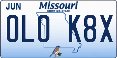 MO license plate OL0K8X