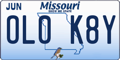 MO license plate OL0K8Y