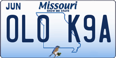 MO license plate OL0K9A