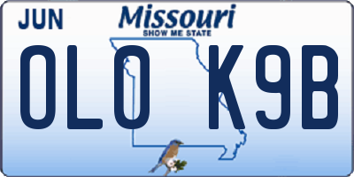 MO license plate OL0K9B