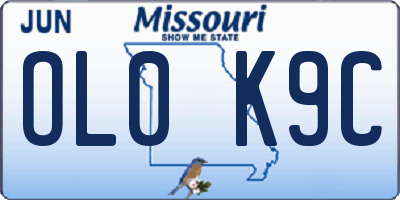 MO license plate OL0K9C