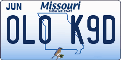 MO license plate OL0K9D