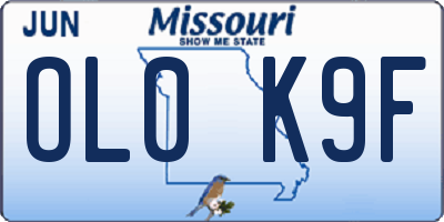MO license plate OL0K9F