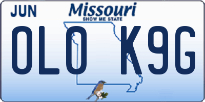 MO license plate OL0K9G