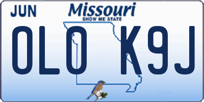 MO license plate OL0K9J