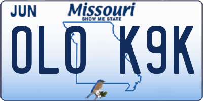MO license plate OL0K9K