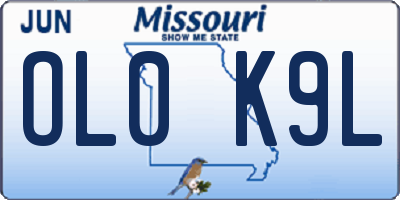 MO license plate OL0K9L