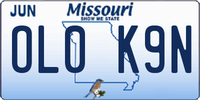 MO license plate OL0K9N