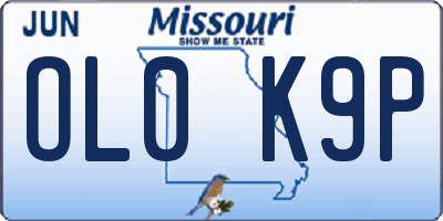 MO license plate OL0K9P