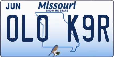 MO license plate OL0K9R