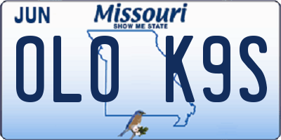 MO license plate OL0K9S