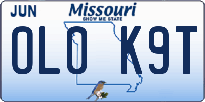 MO license plate OL0K9T