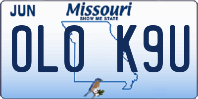 MO license plate OL0K9U