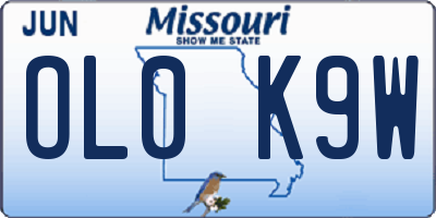 MO license plate OL0K9W