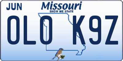 MO license plate OL0K9Z