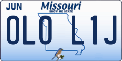 MO license plate OL0L1J