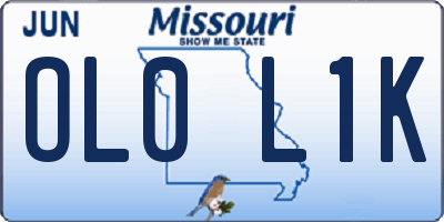 MO license plate OL0L1K
