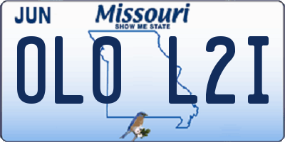 MO license plate OL0L2I