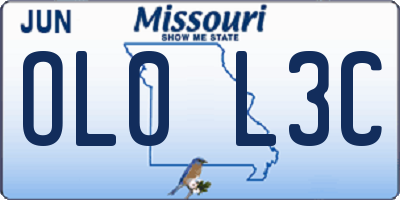 MO license plate OL0L3C