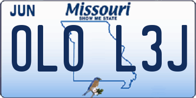MO license plate OL0L3J