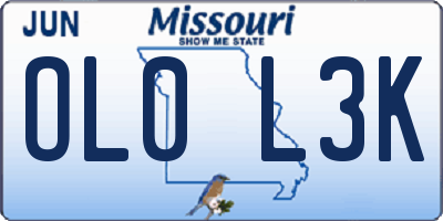 MO license plate OL0L3K