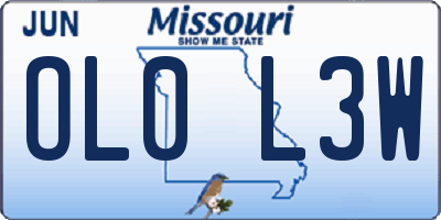 MO license plate OL0L3W