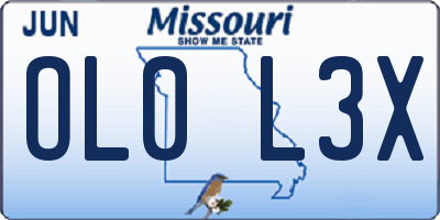 MO license plate OL0L3X