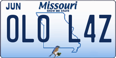 MO license plate OL0L4Z