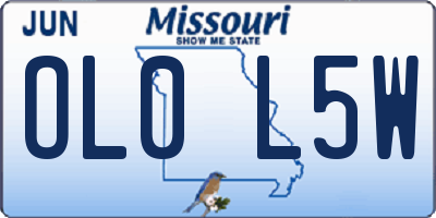 MO license plate OL0L5W