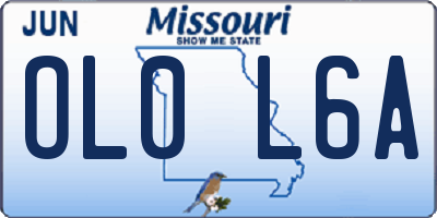MO license plate OL0L6A