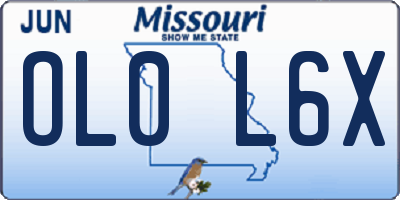 MO license plate OL0L6X