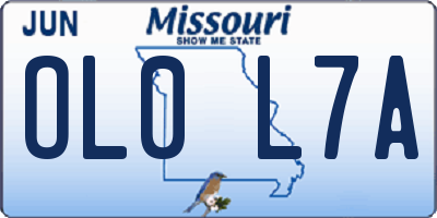 MO license plate OL0L7A