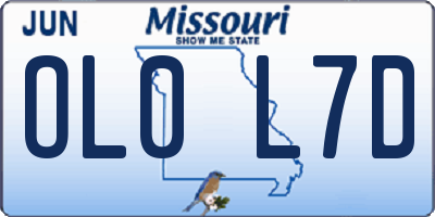 MO license plate OL0L7D