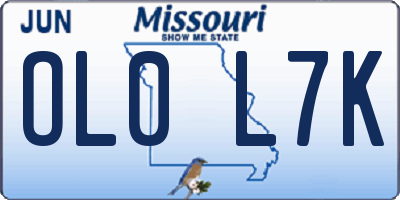 MO license plate OL0L7K