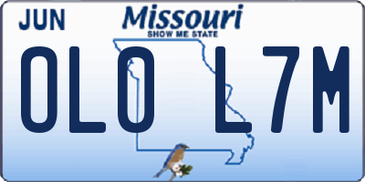 MO license plate OL0L7M