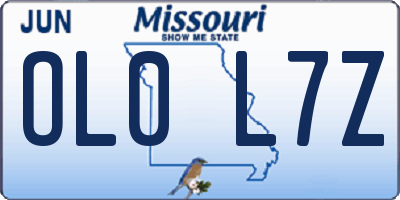 MO license plate OL0L7Z