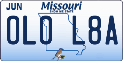 MO license plate OL0L8A
