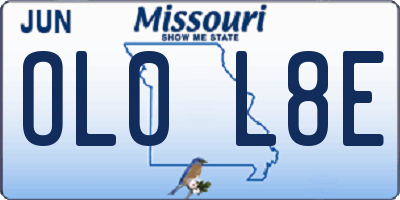 MO license plate OL0L8E