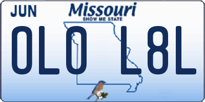 MO license plate OL0L8L