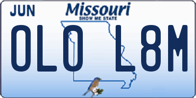MO license plate OL0L8M