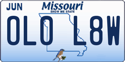 MO license plate OL0L8W