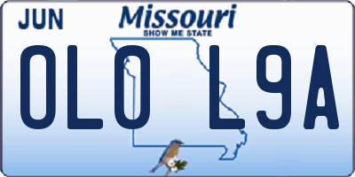 MO license plate OL0L9A