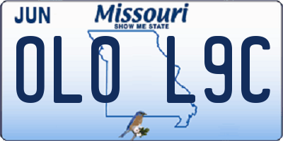 MO license plate OL0L9C
