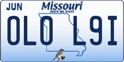 MO license plate OL0L9I