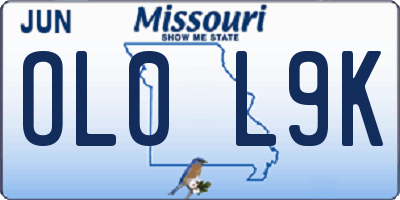 MO license plate OL0L9K