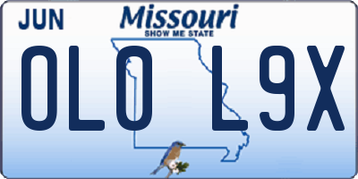 MO license plate OL0L9X