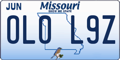MO license plate OL0L9Z
