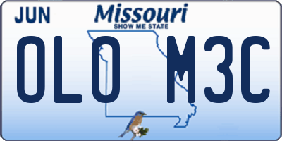 MO license plate OL0M3C
